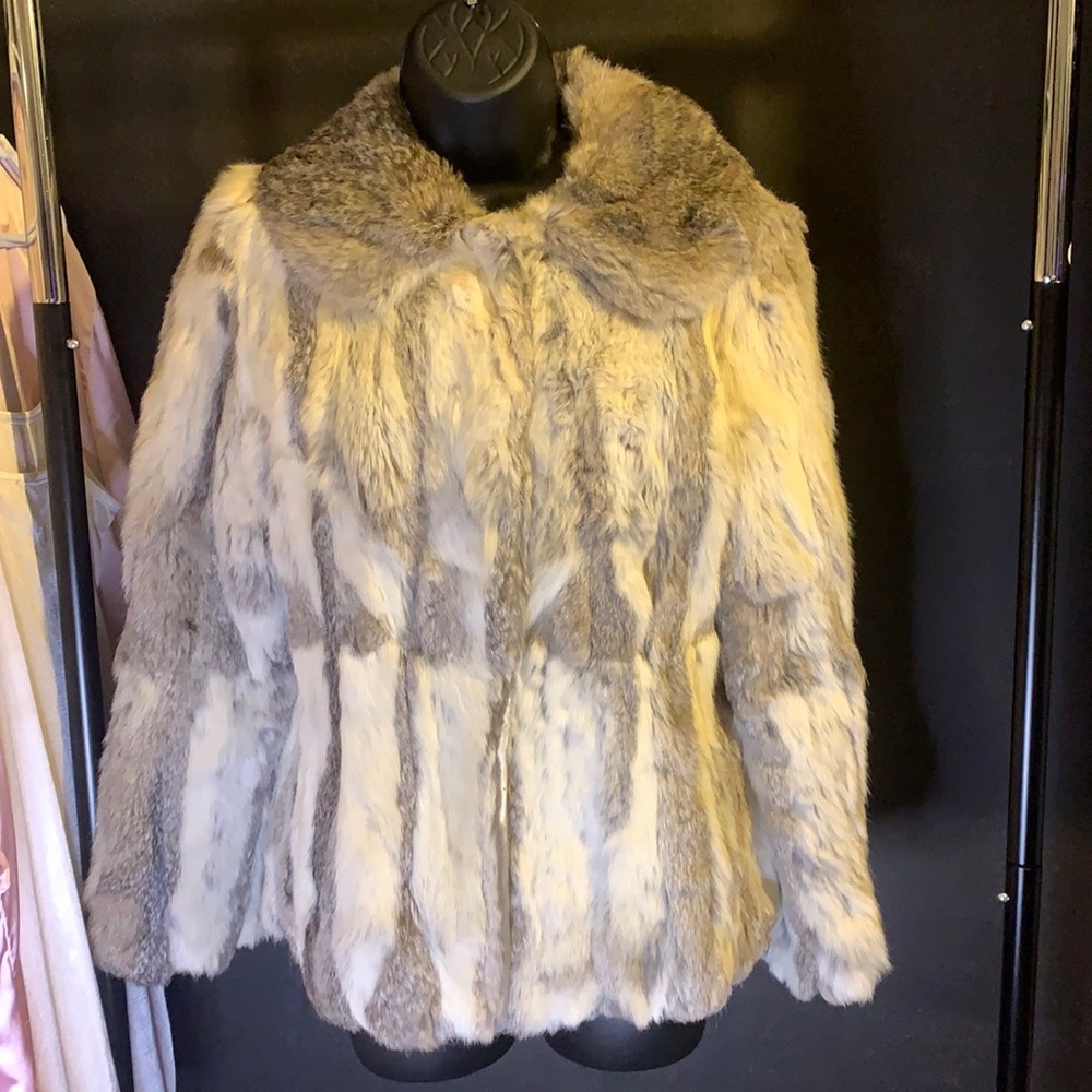 Dino Rocco Natural Genuine Rabbit Fur Coat